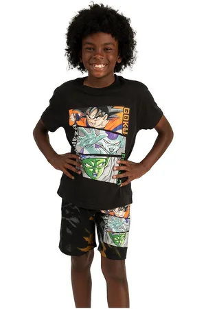 Dragon Ball Z Boys Goku, Frieza, and Piccolo Short Sleeve Tee and Lounge Shorts 2-Piece Set