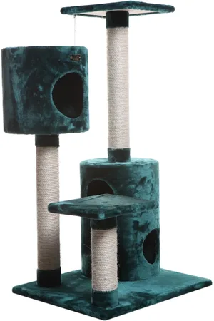 Armarkat Real Wood Cat Tree Condo House With 2 Private Condos 43" Green A4301