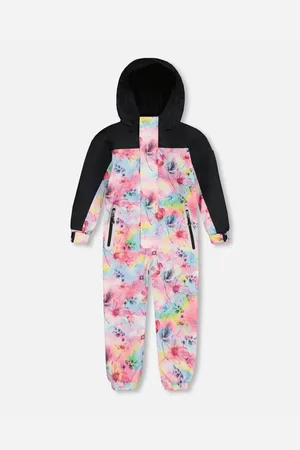 Deux par Deux Big Girls Printed Mid-Season One-Piece Outerwear Black Background