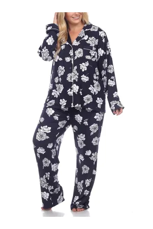White Mark Plus Size Long Sleeve Floral Pajama Set, 2-Piece