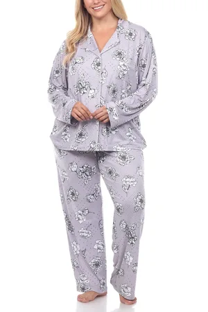 White Mark Plus Size Long Sleeve Floral Pajama Set, 2-Piece