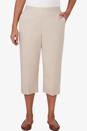 Alfred Dunner Petite Classics Twill Denim Split Hem Capri Pants
