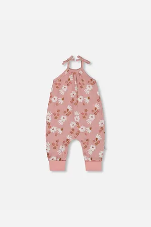 Deux par Deux Baby Girls Printed Muslin Tie Strap Jumpsuit