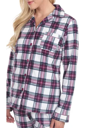 White Mark 3-Piece Cozy Pajama Set - Purple/White Plaid
