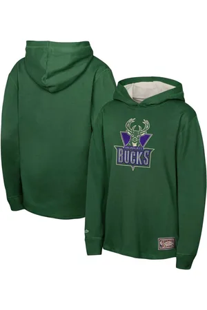 Mitchell & Ness Big Boys and Girls Milwaukee Bucks Hardwood Classics Lightweight Thermal Long Sleeve Hoodie T-Shirt