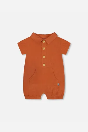Deux par Deux Baby Boys Short Sleeve Muslin Romper