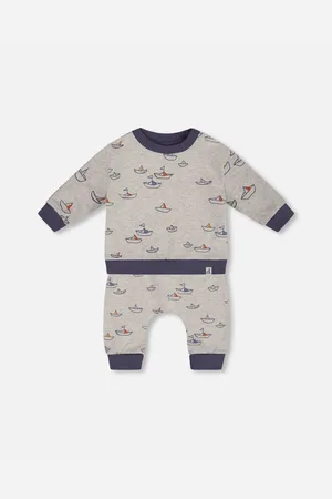 Deux par Deux Baby Boys Printed Organic Cotton Top And Pant Set Paper Boats