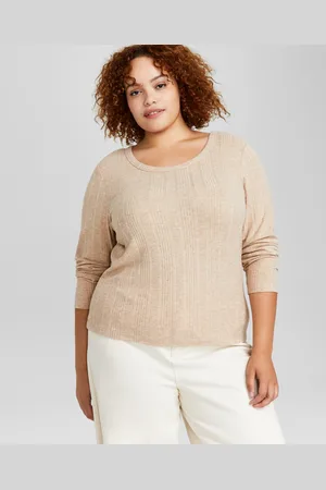 And Now This Trendy Plus Size Scoop-Neck Rib-Knit Top, Created for Macy