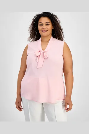 Kasper Plus Size Sleeveless Tie-Neck Blouse