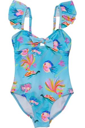 Snapper Rock Little Girls Kaleido Fish Sustainable Frill Swimsuit