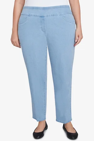 Alfred Dunner Plus Size Super Stretch Mid- Rise Short Length Denim Pants