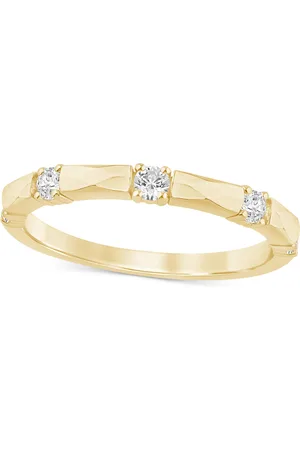 BLISS Monique Lhuillier Diamond Three Stone Faceted Wedding Band (1/4 ct. t.w.) in 14k Gold