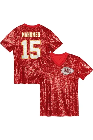 Outerstuff Girls Youth Patrick Mahomes Kansas City Chiefs Sequin V-Neck Fashion Jersey
