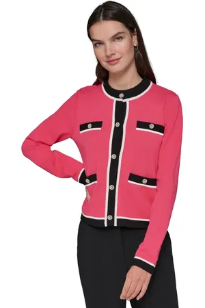 Karl Lagerfeld Petite Embellished-Button Tipped Cardigan Sweater