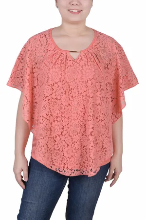 Ny Collection Petite Lace Poncho Top with Matching Tank