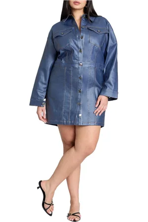 Eloquii Plus Size Coated Denim Mini Dress