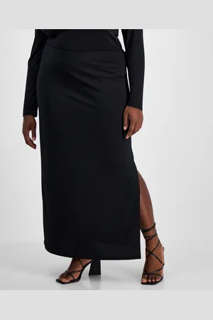 Bar Iii Trendy Plus Size Printed Knit Crepe Side-Slit Skirt, Exclusively at Macy