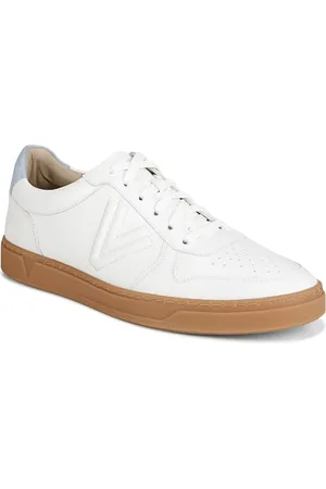 Vionic Mens Lucas Court Sneakers - White/ skyway blue leather