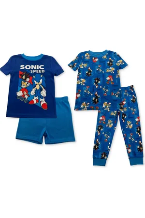 Sonic The Hedgehog Toddler Boys Brushed Knit Jersey Pajamas, 4 Piece Set