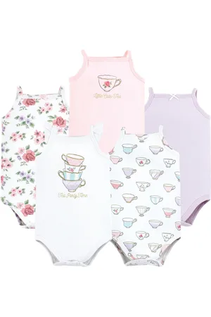 Hudson Baby Girls Hudson Cotton Sleeveless Bodysuits Shark Types, 3-6 Months