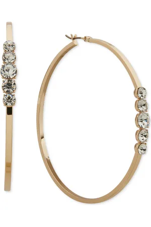 Karl Lagerfeld Crystal Stone Large Hoop Earrings, 2.37"
