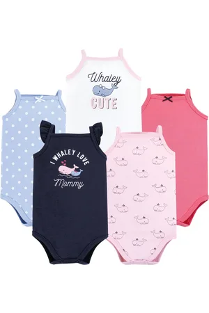 Hudson Baby Girls Hudson Cotton Sleeveless Bodysuits Shark Types, 3-6 Months