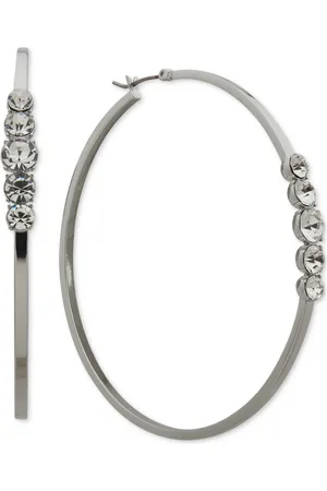 Karl Lagerfeld Crystal Stone Large Hoop Earrings, 2.37"