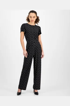 Anne Klein Pull-On Wide-Leg Dot-Print Pants, Regular & Petite