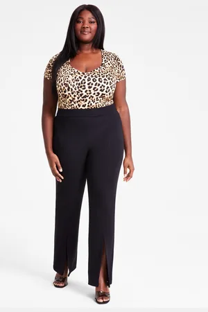 Bar Iii Trendy Plus Size High-Rise Pull-On Ponte Flare-Leg Pants, Exclusively at Macy