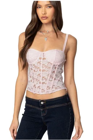 Edikted Womens Drew Sheer Lace Cupped Corset