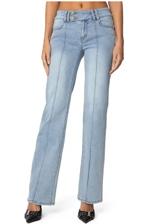 Edikted Womens Avril Boot Cut Low Rise Jeans