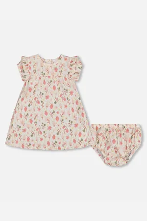 Deux par Deux Baby Girls Printed Seersucker Dress And Bloomer Set