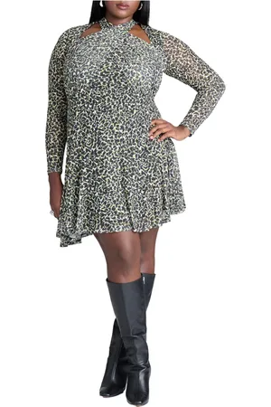 Eloquii Plus Size Wrap Front Keyhole Mini Dress