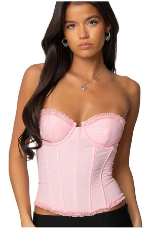 Edikted Womens Deirdre Mesh Lace Up Corset