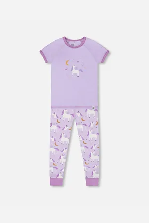 Deux par Deux Baby Girl Cotton Short Sleeve Top And Pant Pajama Set - Infant