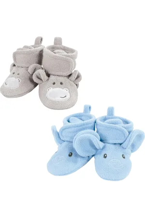 Hudson Baby Boys Hudson Animal Fleece Booties 2-Pack, Months