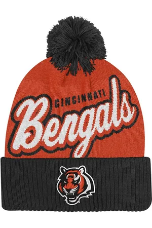 Outerstuff Big Boys and Girls Orange/Black Cincinnati Bengals Pro-Sport Jacquard Cuffed Knit Hat with Pom - Orange, Black