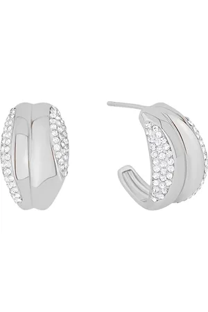 And Now This Clear Crystal Push Back C-Hoop Earrings