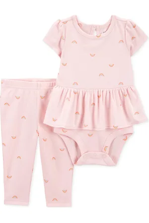 Carters Baby Girls Cotton Peplum Bodysuit & Pants, 2 Piece Set