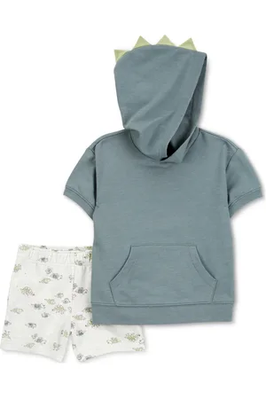 Carters Baby Boys Dinosaur Hooded Top & Shorts, 2 Piece Set