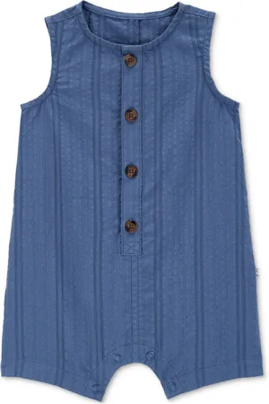 Carters Baby Boys Button-Down Cotton Romper