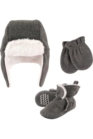 Hudson Baby Boys Hudson Unisex Trapper Hat, Mitten and Bootie Set
