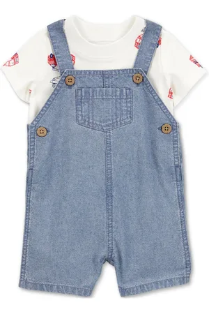 Carters Baby Boys 2-Pc. Cotton Fire Truck T-Shirt & Chambray Shortall Set