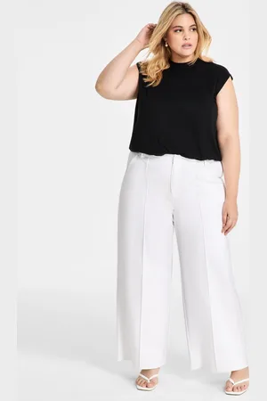 Bar Iii Trendy Plus Size High-Rise Wide-Leg Ponte-Knit Pants, Created for Macy