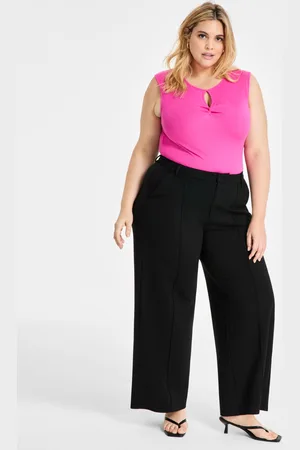 Bar Iii Trendy Plus Size High-Rise Wide-Leg Ponte-Knit Pants, Created for Macy