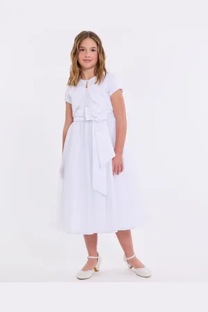 Bonnie Jean Big Girls Embroidered to Tulle Communion Dress with Jacket