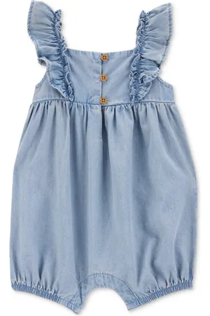Carters Baby Girls Cotton Chambray Flutter Romper