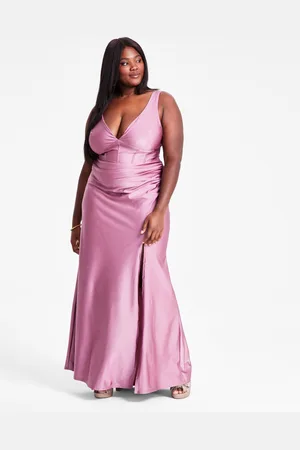 Emerald Sundae Trendy Plus Size Corset Lace-Up-Back Gown, Created for Macy