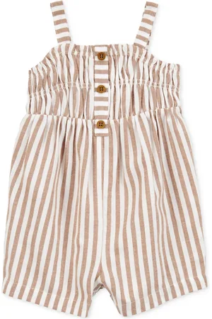 Carters Baby Girls Stripe Twill Romper