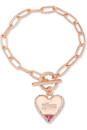 Guess Tone Heart Charm Toggle Bracelet